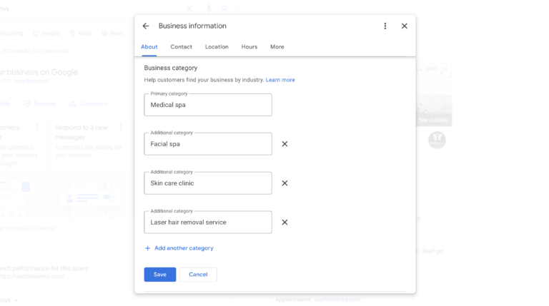 gmb business categories